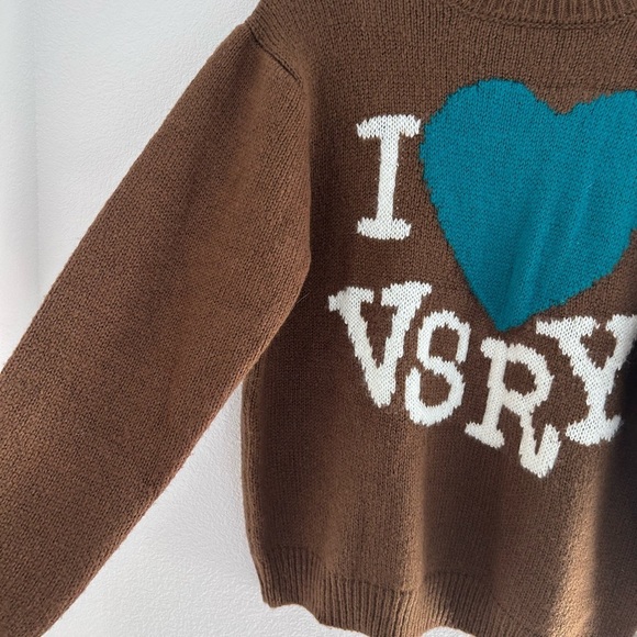 Creature World x Advisory knit Sweater multicolor “ I Love VSRY” Medium - Picture 3 of 4